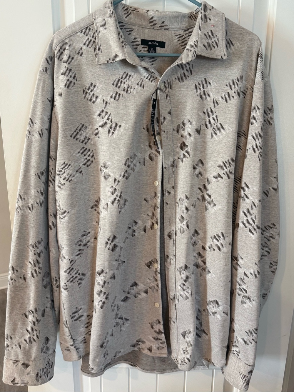 XXL NWT Alfani Light Gray Geometric Button-Up Cardigan Sweater